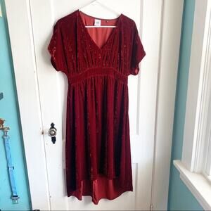 CABi Grace Tribute Crush Velvet Dress #3696 V-Neck Empire Waist Red Size Small S